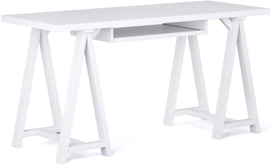 Simpli Home Sawhorse 60 in. W White Computer Desk