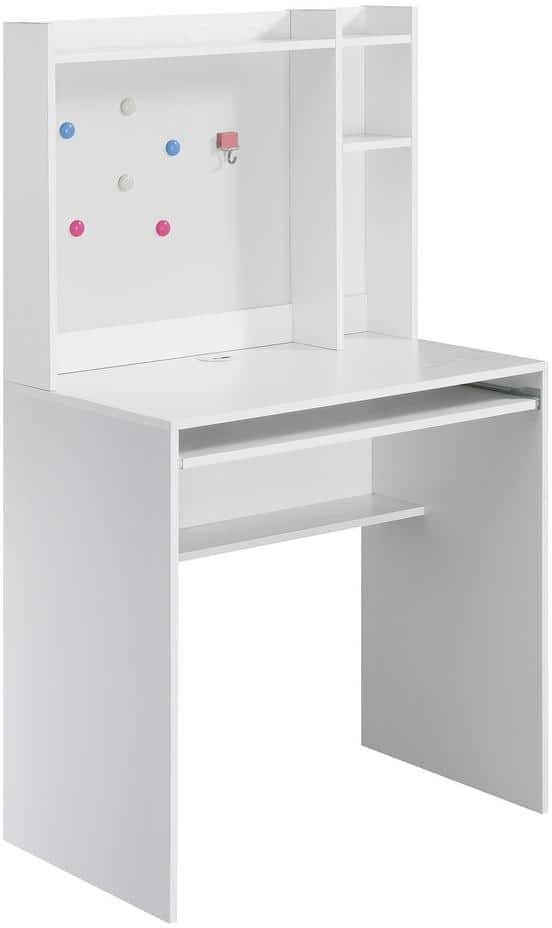 Convenience Concepts Designs2Go 31.5 in. Rectangle White Particle Board Student Computer Desk with Magnetic Bulletin Board and Shelves