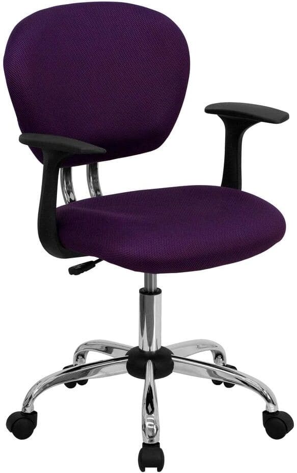 Flash Furniture Mid-Back Purple Mesh Swivel Task Chair with Chrome Base and Arms