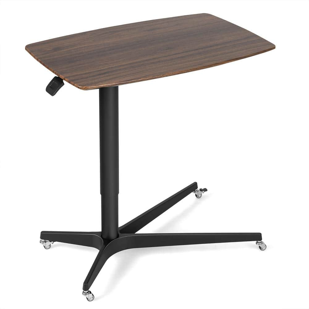 Costway 36 in. Mobile Standing Desk Pneumatic Adjustable Overbed Table Rolling Laptop Cart