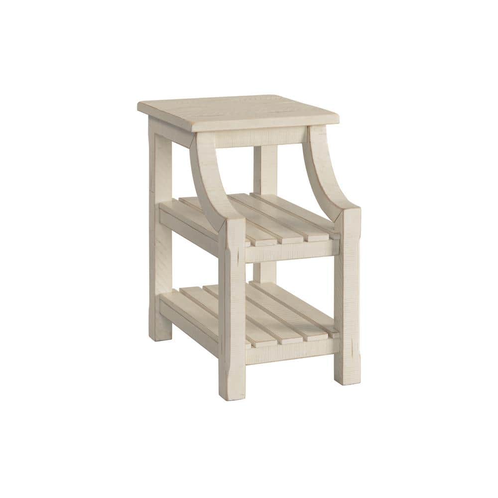 Martin Svensson Home Barn Door 16 in. Antique White Chairside End Table with Power