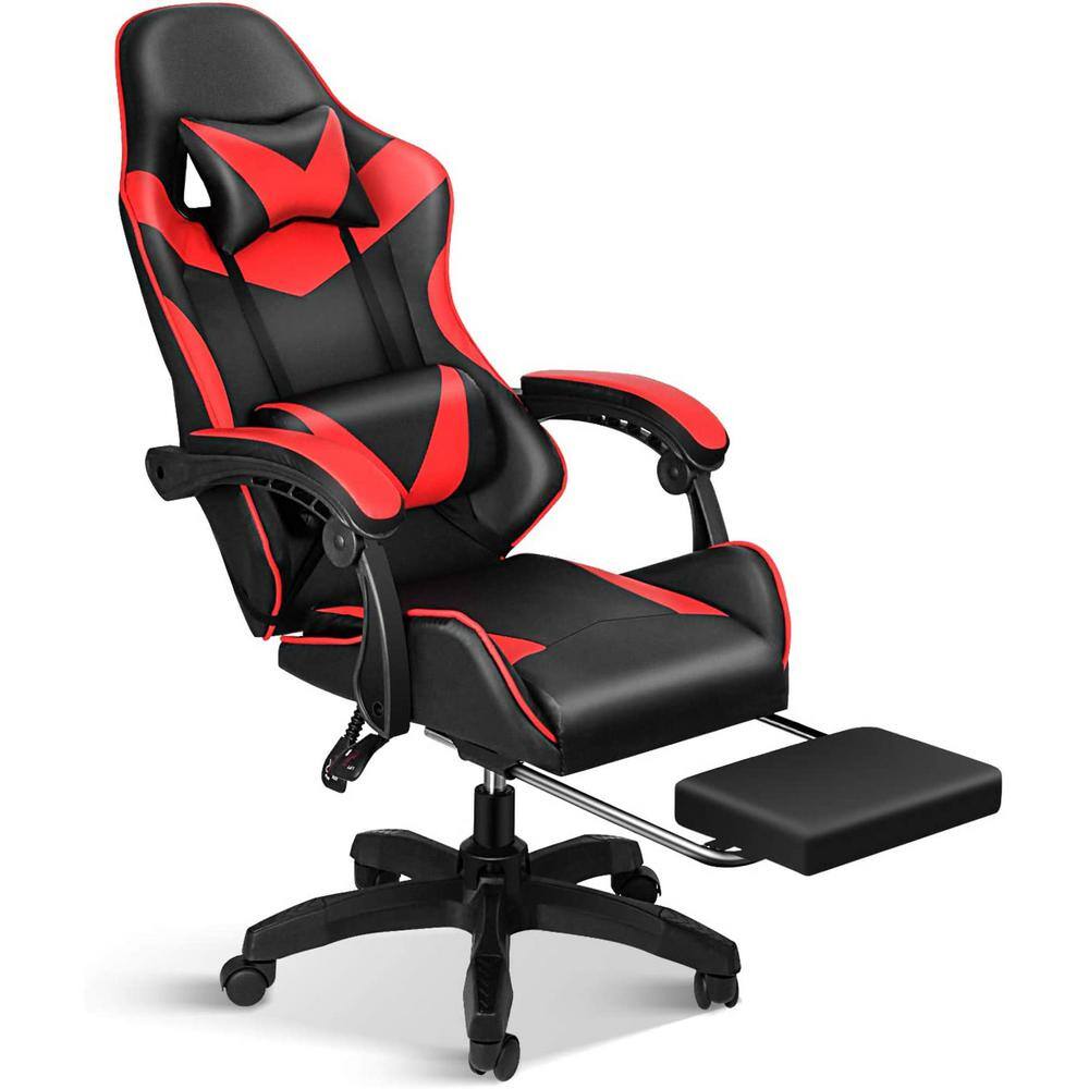 cadeninc Red Leather Swivel Recliner Ergonomic Office Computer Game Chair with Adjustable Height and Arms