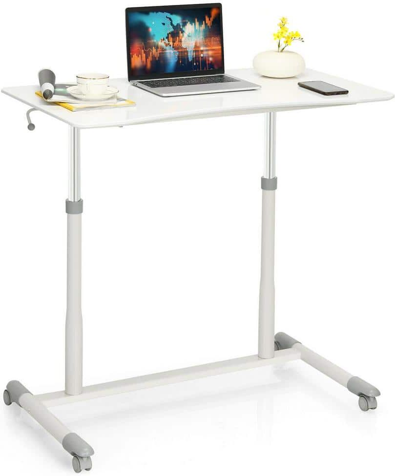 Costway Height Adjustable 36 in. Computer Desk Sit-Stand Rolling Notebook Table Stand Portable