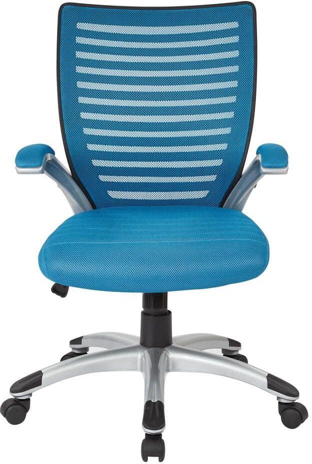 Office Star Products Blue Back Managers Chair with Mesh and Padded Silver Arms