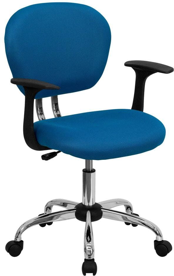 Flash Furniture Mid-Back Turquoise Mesh Swivel Task Chair with Chrome Base and Arms