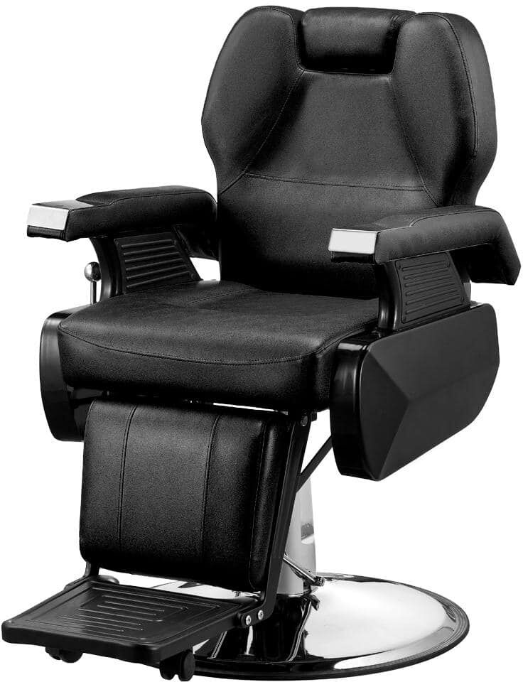 Winado Black Heavy Duty Hydraulic Recline Barber Chair, Salon Tattoo Beauty Chair, with Height Adjustable, for Hair Cutting