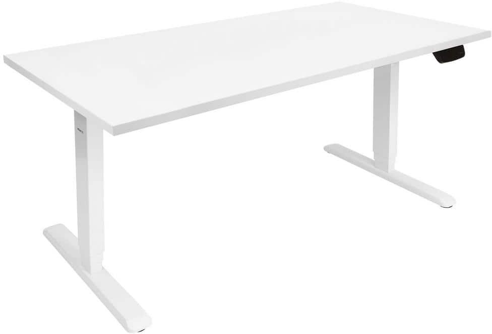 Mount-It 59 in. White Frame White Rectangular Tabletop Electric Height Adjustable Standing Desk with Dual Motor