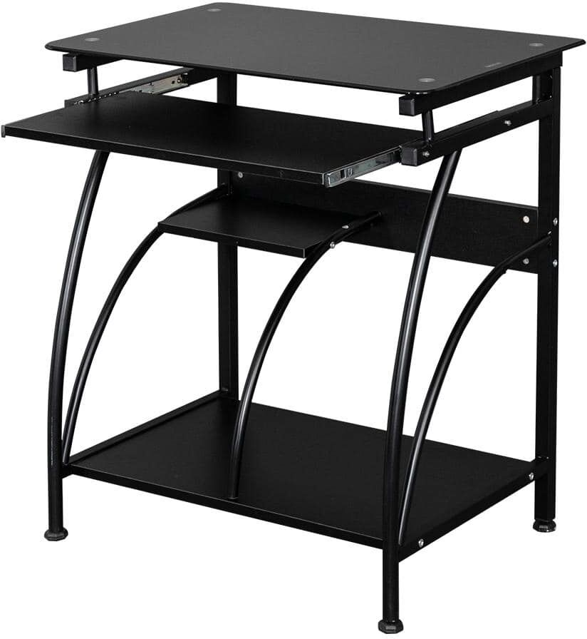 Winado 29.5 in. Retangular Black Stalinite Computer Desk with Keyboard Stand