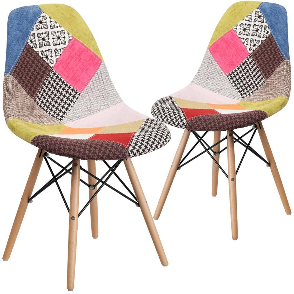 Carnegy Avenue Milan Patchwork Fabric Party Chair (Set of 2)