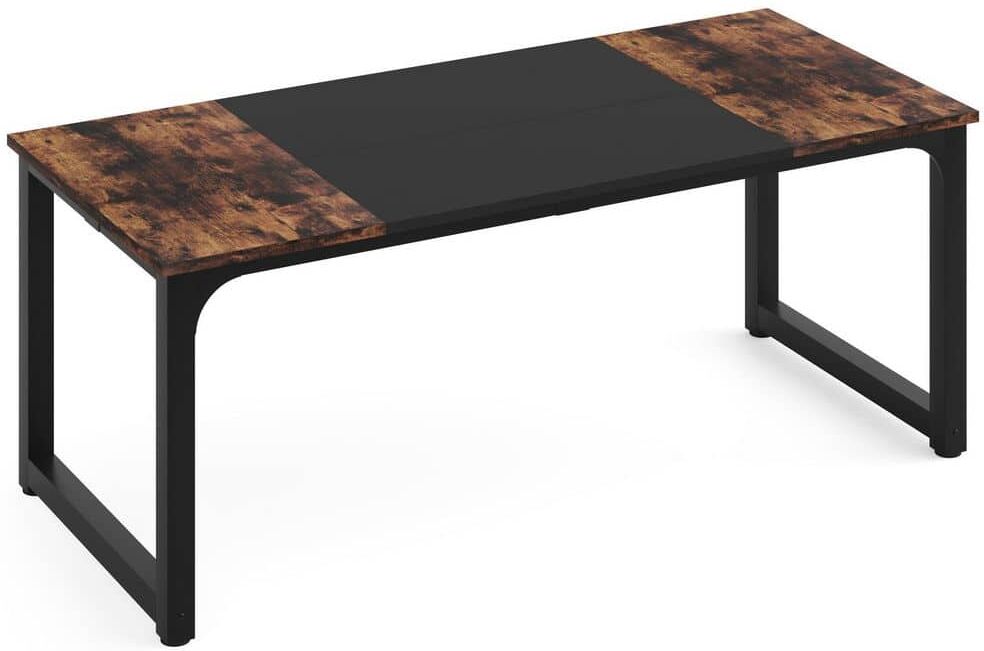 TRIBESIGNS WAY TO ORIGIN Halseey 70.8 in. W Brown Computer Desk Particle Board Wood Home Office Workstation Boardroom Desk