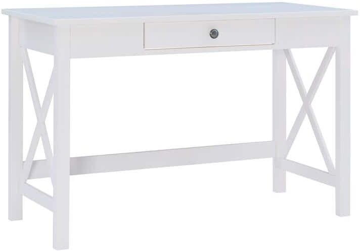 Linon Home Decor Ramsey 46 in. Rectangle Antique White Wood 1-Center Drawer Laptop Desk