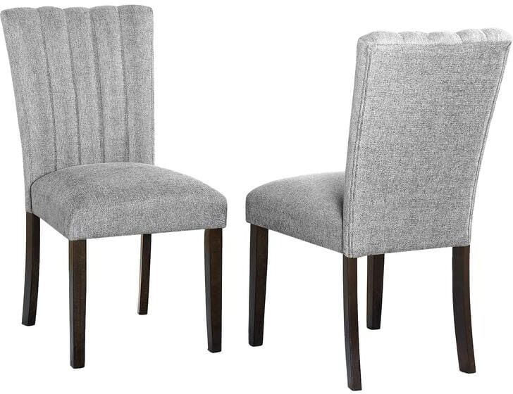 Best Quality Furniture Aron Grey Linen Fabric With 4 Legs Dining Chairs Set of 2