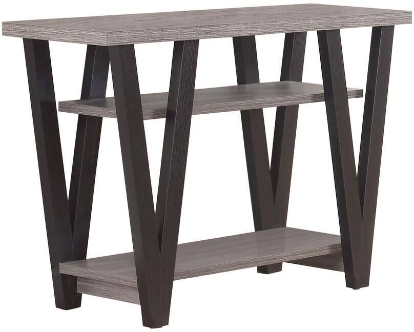 Coaster 42 in. Antique Grey and Black Rectangle Wood Sofa Table with 2-Shelves