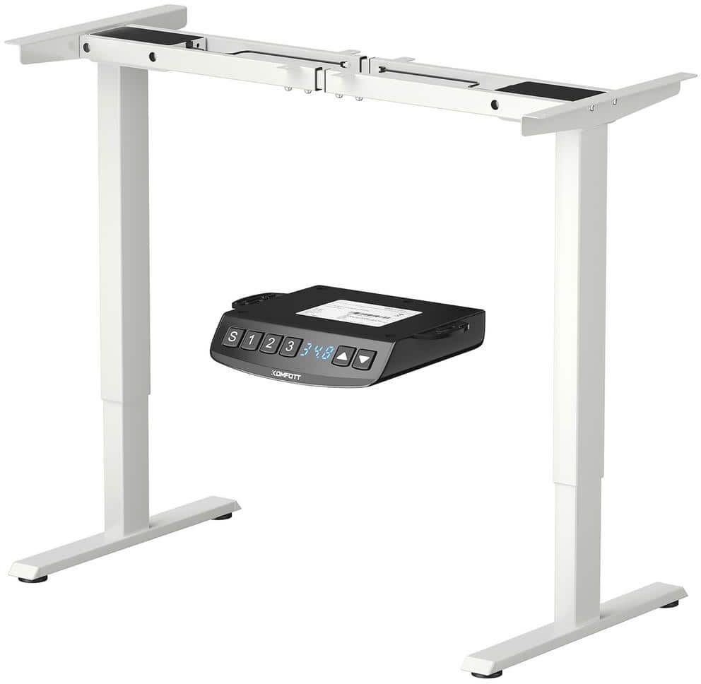 Costway 23 in. White Rectangle Coffee Table Electric Adjustable Standing up Desk Frame Dual Motor with Controller