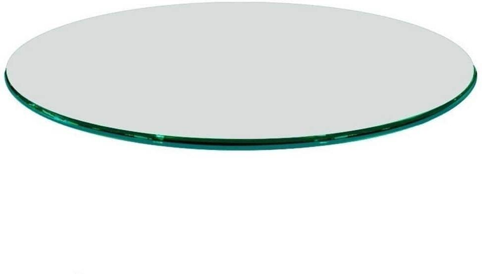 Fab Glass and Mirror 26 in. Clear Round Glass Table Top, 1/2 in. Thickness Tempered Ogee Edge Polished