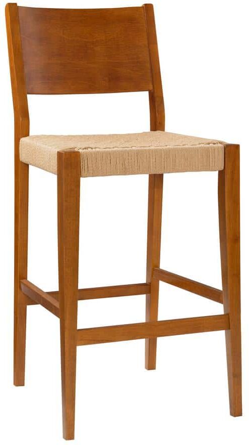 Linon Home Decor Marlene 29 in. Seat Height Brown Full back wood frame Barstool Rope Seat (Set of 2)