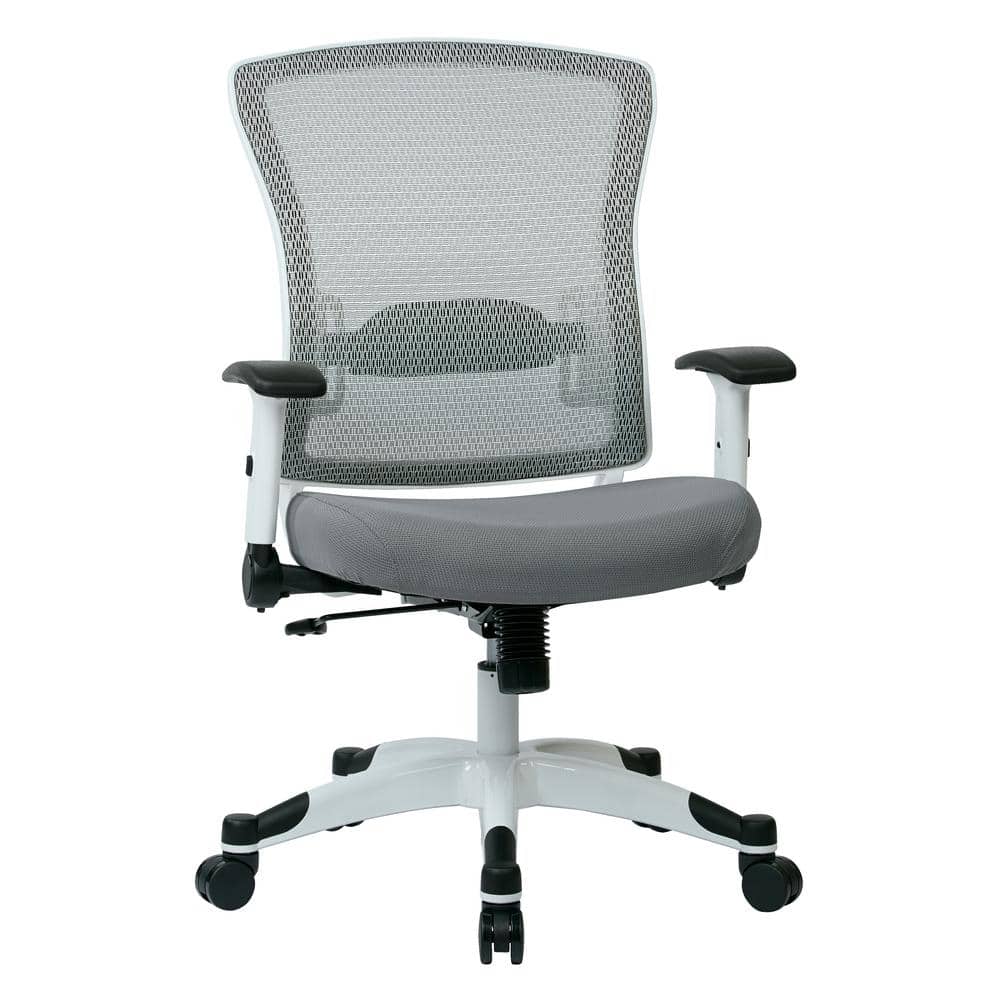 Office Star Products SPACE Seating Mesh Adjustable Height Cushioned Swivel Tilt Ergonomic Managers Chair in Steel with Adjustable Arms