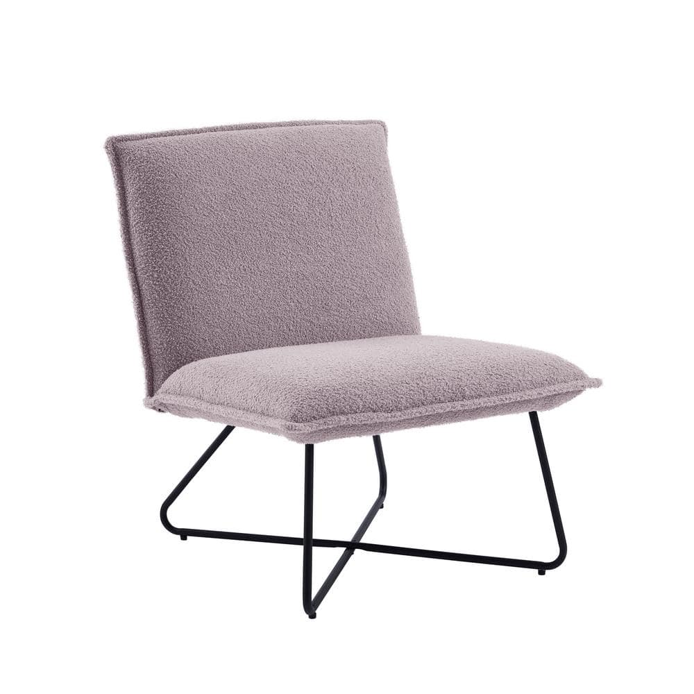 Linon Home Decor Sibley Grey Faux Sherpa Chair with Powder Coated Black Legs