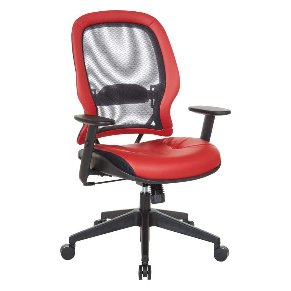 Office Star Products Space Seating 57 Series Dark Air Grid Executive Manager's Office Chair with Antimicrobial Fabric Seat In Dillon Red