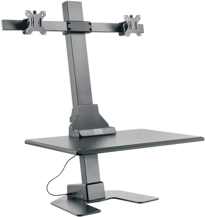 Star Ergonomics Premium Series Black Electric Sit-Stand Workstation, Dual Monitor