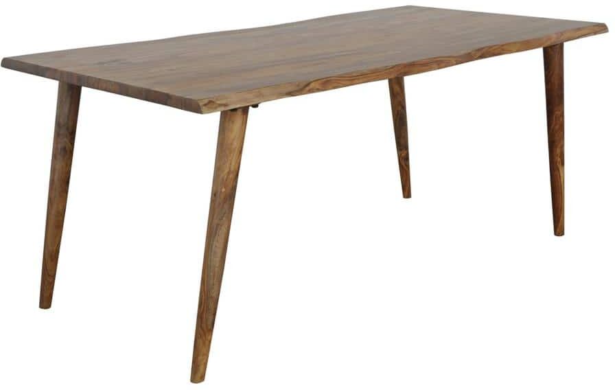 Coast to Coast imports Midcentury Brownstone Nut Brown Wood Top 70 in. 4-Legs Base Dining Table Seats up to 6