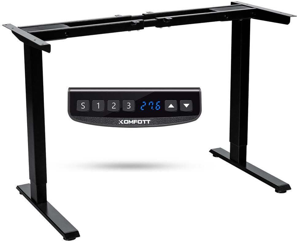 Gymax 55 in. W Black Electric Sit Stand Desk Frame Dual Motor Standing Desk Base with Cable Tray Black