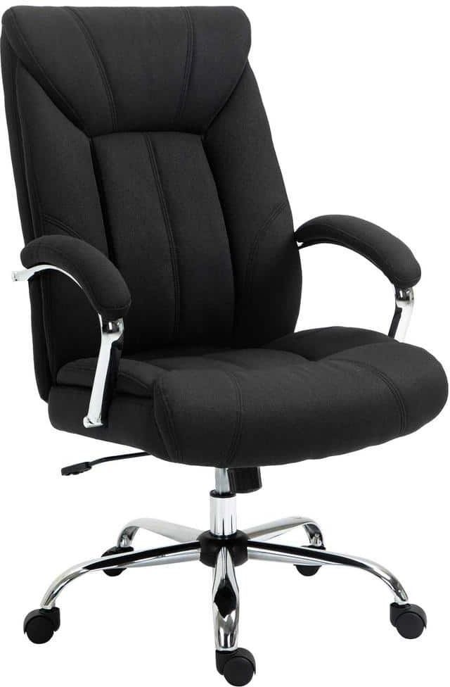 Vinsetto Black, High Back Home Office Chair, Computer Desk Chair with Lumbar Back Support and Adjustable Height