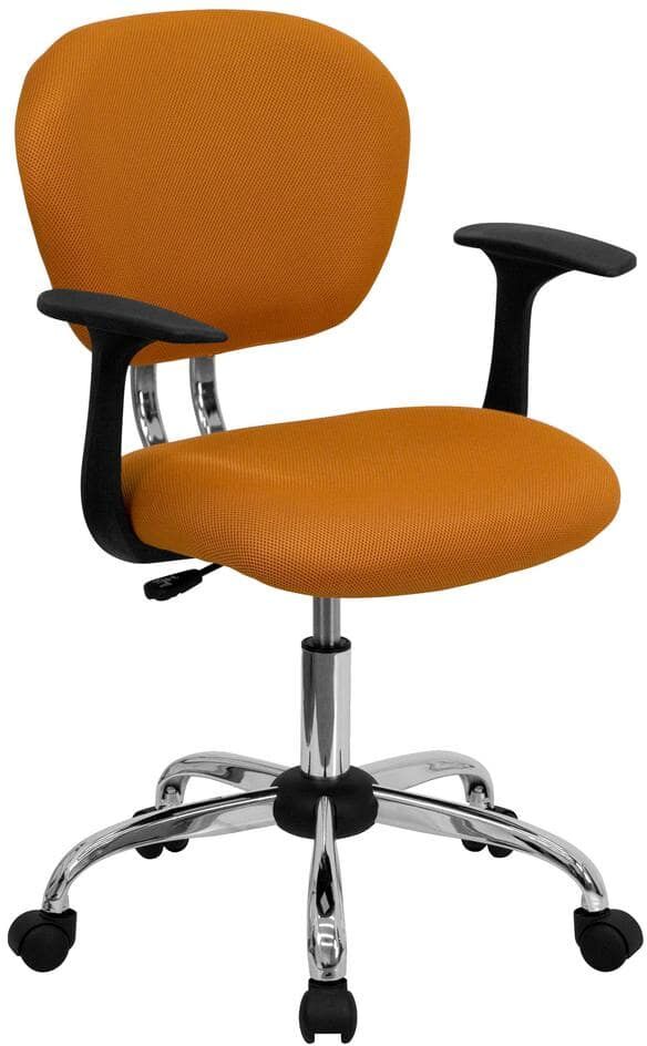 Flash Furniture Mid-Back Orange Mesh Swivel Task Chair with Chrome Base and Arms