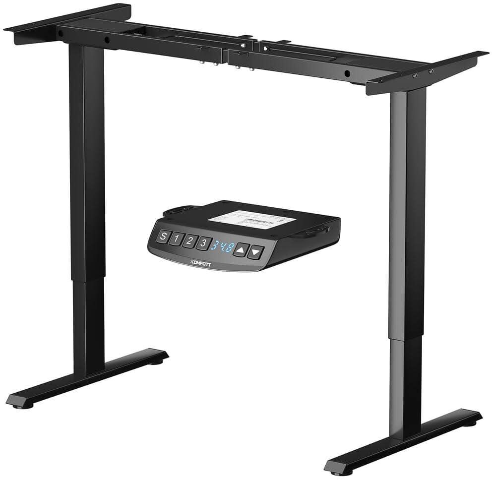 Costway 23 in. Black Rectangle Coffee Table Electric Adjustable Standing Up Desk Frame Dual Motor with Controller