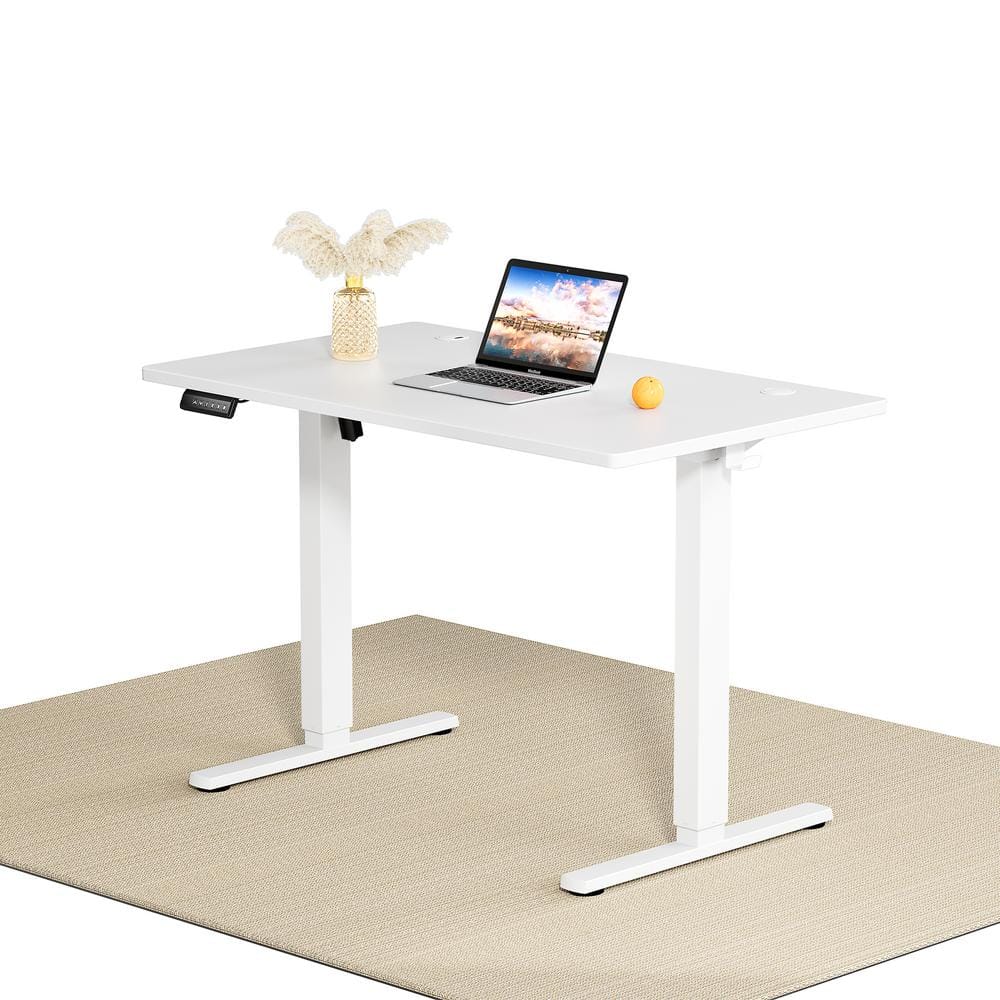 FIRNEWST 40 in. Rectangular White Electric Standing Computer Desk Height Adjustable Sit or Stand Up