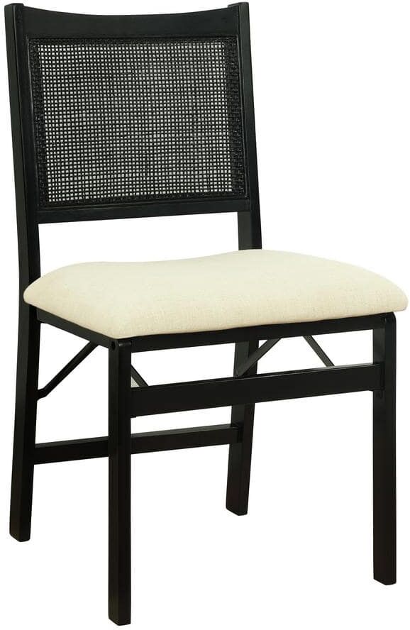 Linon Home Decor Lewis Black Rattan Cane Wood frame Folding Dining Chair