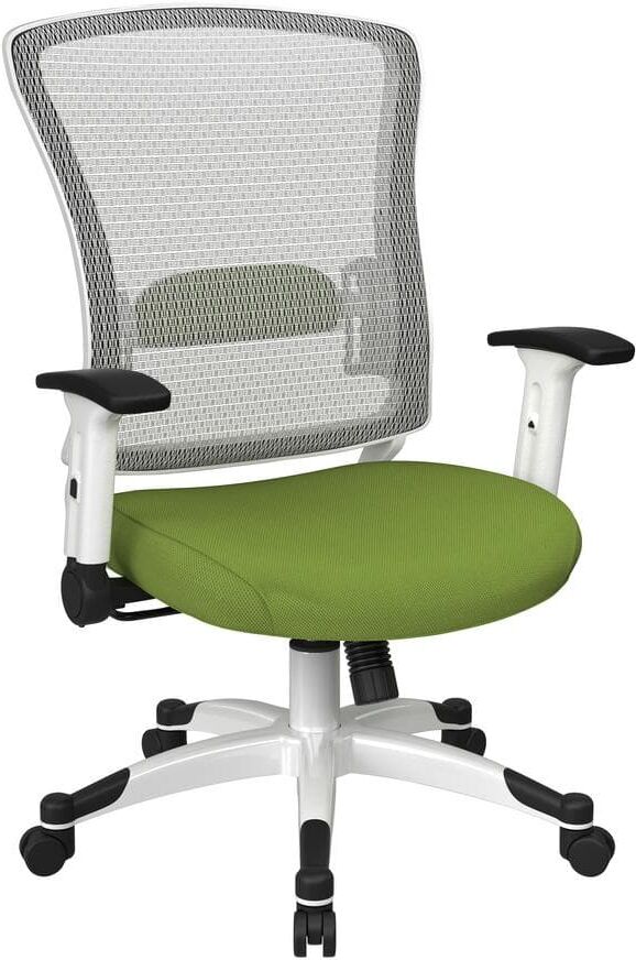 Office Star Products SPACE Seating Mesh Adjustable Height Cushioned Swivel Tilt Ergonomic Managers Chair in Green with Adjustable Arms