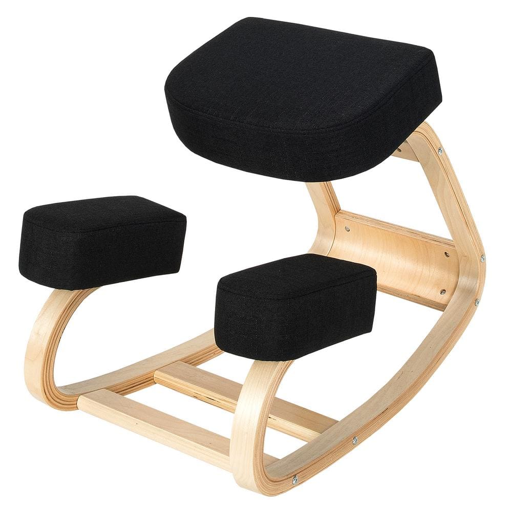 Gymax Ergonomic Kneeling Chair Rocking Stool Upright Posture Office Furniture Black