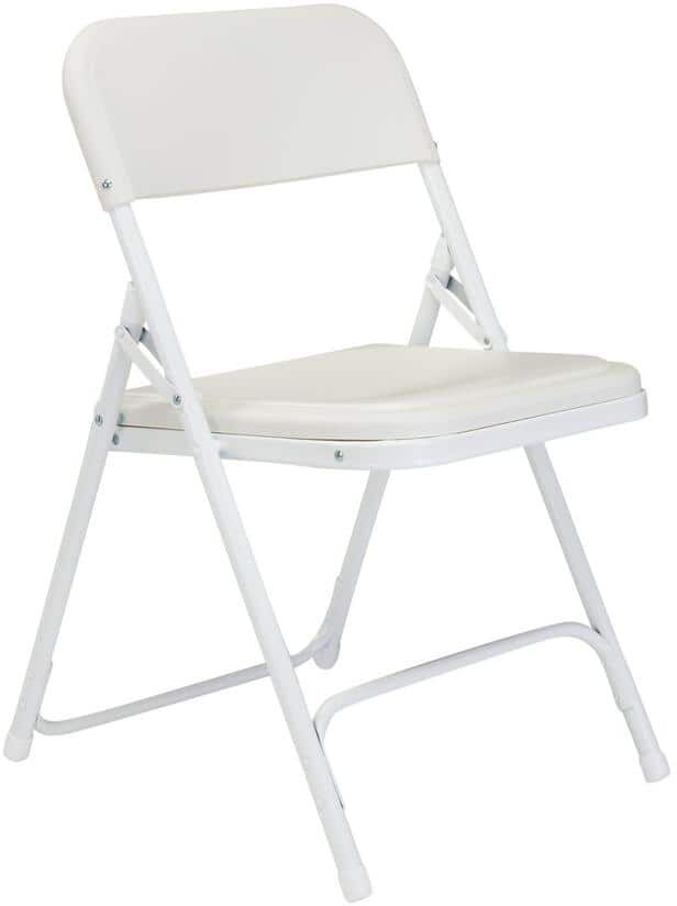 National Public Seating White Plastic Seat Metal Frame Outdoor Safe Folding Chair (Set of 4)