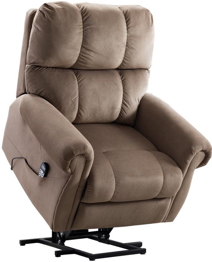 sumyeg Modern 33.4 in. Light Brown Power Recline and Lift Massage Chair Sofa with Heating