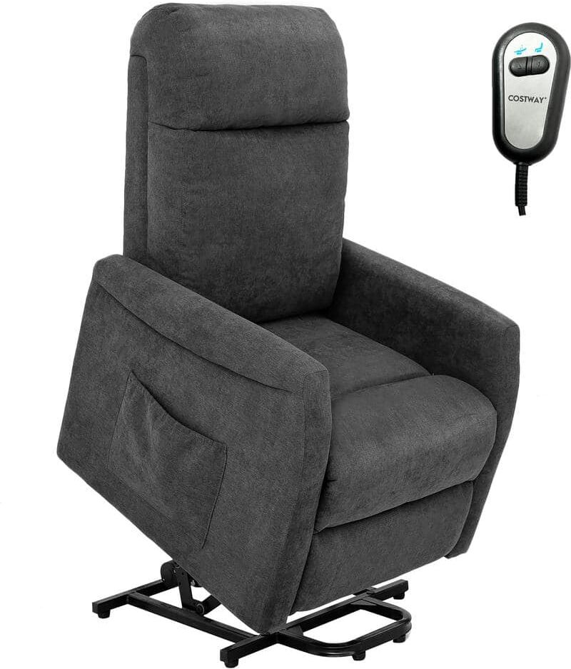 Costway Grey Power Lift Recliner Chair for Elderly Living Room Chair w/Remote Control