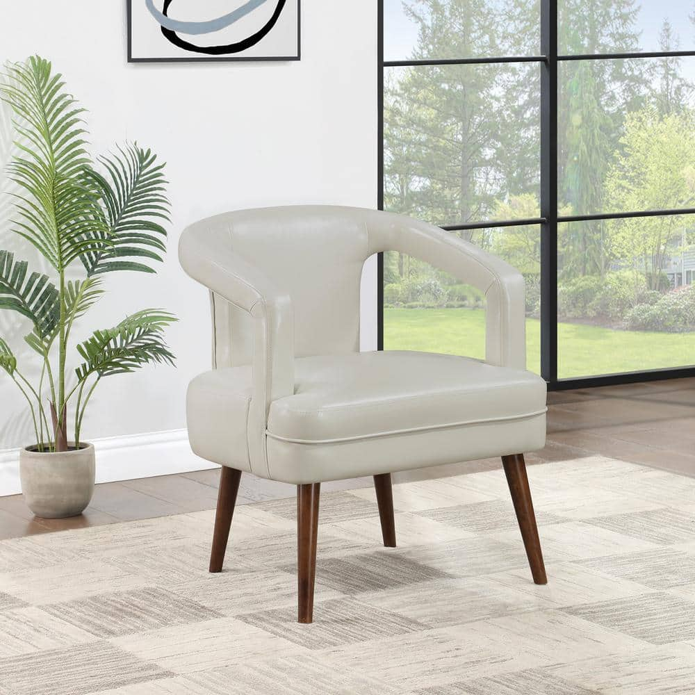 Office Star Products Mason Accent Reception Side Chair in Cream Faux Leather