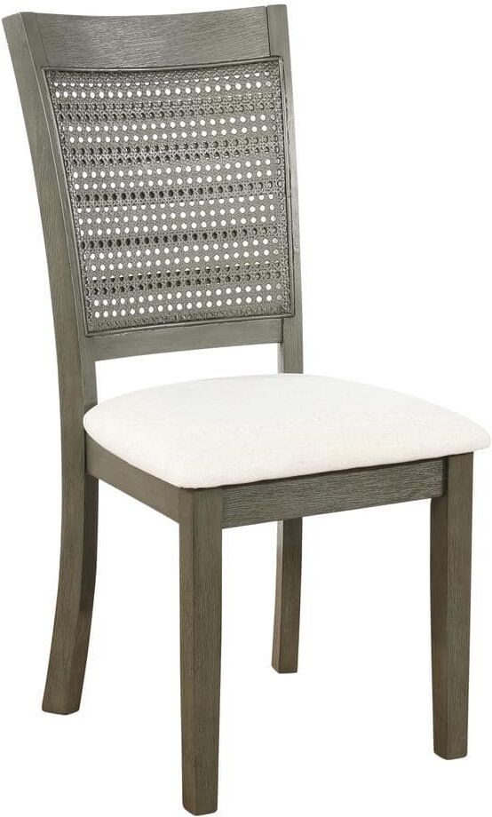 OSP Home Furnishings Walden Cane Back dining Chair (2-Pack) with Antique Grey Base and Linen Fabric Seat