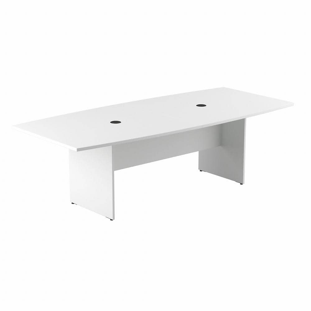 Bush Business Furniture 95.2 in. Boat Top White Conference Table Desk