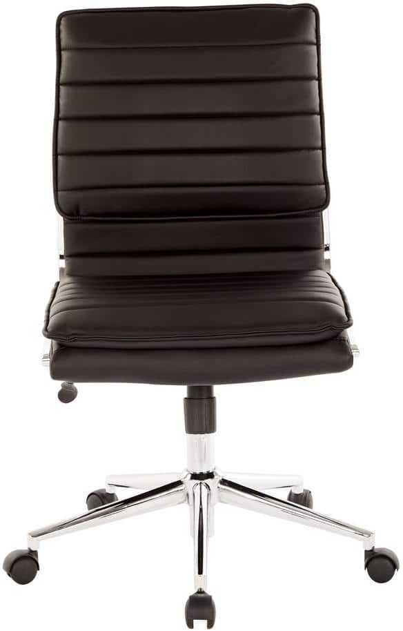 Office Star Products Armless Mid Back Manager's Black Faux Leather Office Chair