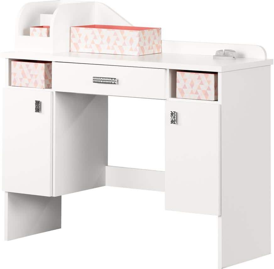 South Shore Tiara 1-Piece Particle Board Top Pure White Makeup Desk