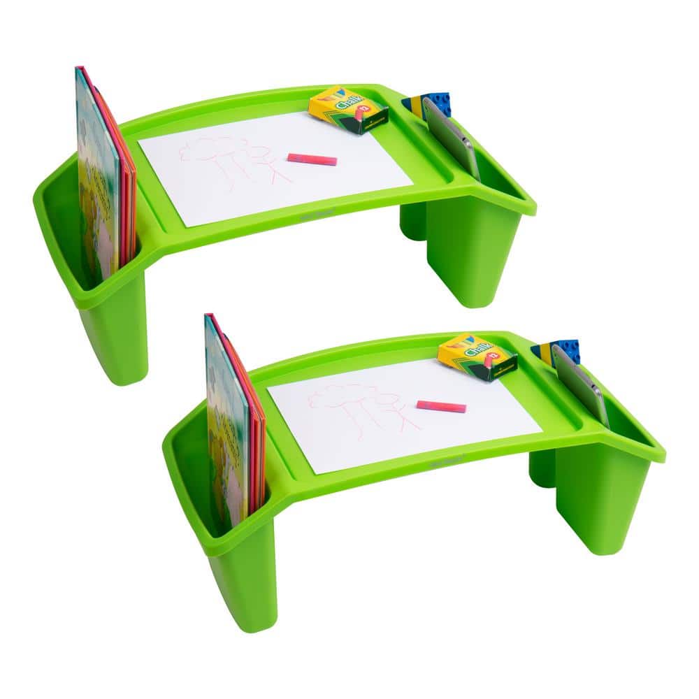 Mind Reader 22.25 in.  in. Rectangle Green Plastic Portable Kids Lap Desk Activity Tray, 2-Pack