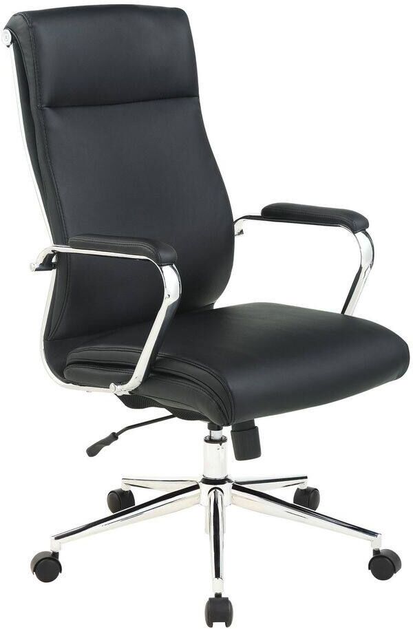 Office Star Products Pro-Line II Antimircrobial Dillon Black and a Chrome Base Fabric Series High Back Executive Manager's Chair