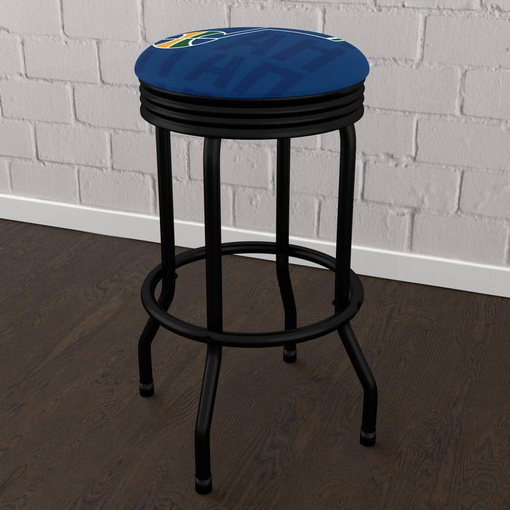 Utah Jazz City 29 in. Blue Backless Metal Bar Stool with Vinyl Seat