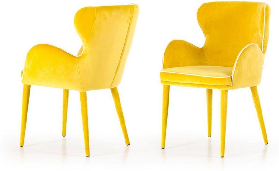 HomeRoots Valerie Yellow Fabric and Metal Dining Chair (Set of 1)