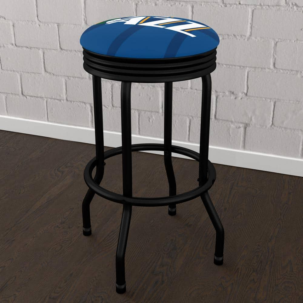 Utah Jazz Fade 29 in. Blue Backless Metal Bar Stool with Vinyl Seat