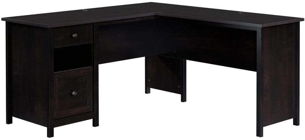 SAUDER County Line 61.26 in. L-Shape Estate Black Computer Desk with File Storage