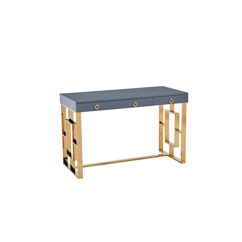 Best Master Furniture 47 in. Rectangular Grey Modern Computer Desk, Gold