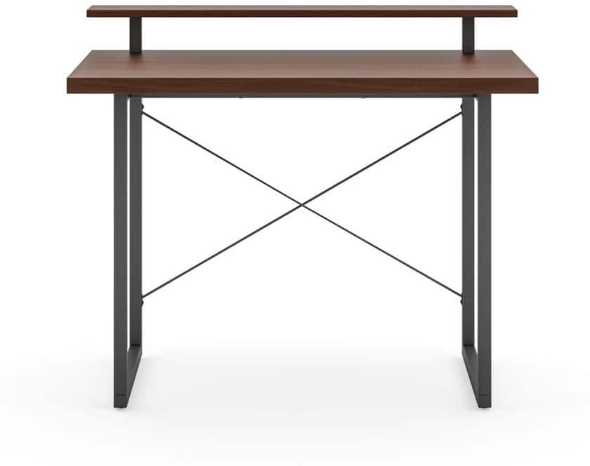 HOMESTYLES Merge 42 in. Brown Walnut Computer Desk with Monitor Stand