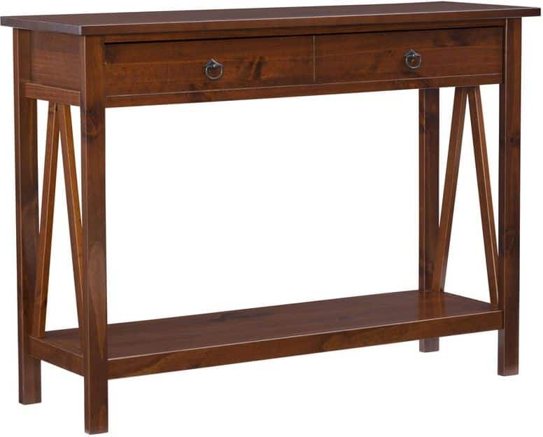 Linon Home Decor Titian 43 in. Antique Tobacco Standard Rectangle Wood Console Table with Drawers